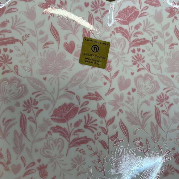 Eaton Fine Dining Pink Floral Heart Serving Plate - Picture 6 of 6